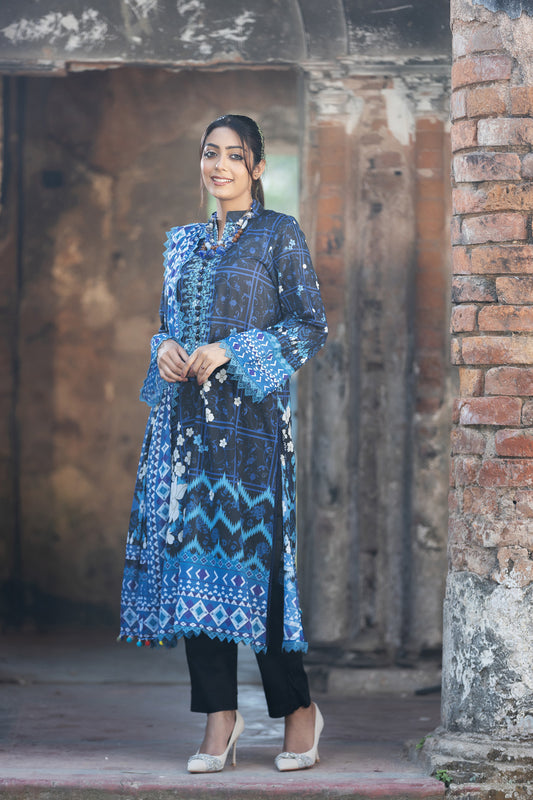 Meerab Embroidered & Sequence Work Lawn Unstitched 3pcs
