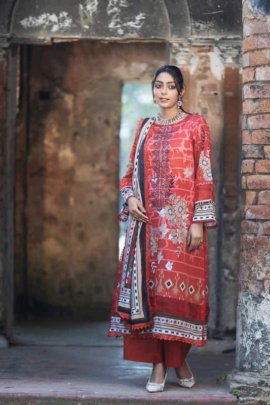Meerab Embroidered & Sequence Work Lawn Unstitched 3pcs