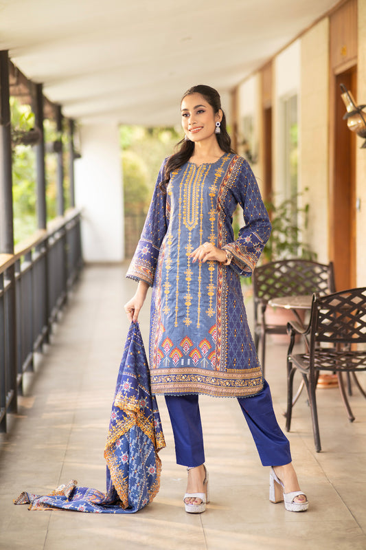 Riwayet Vo-02 Embroidered & Sequence Work Lawn Unstitched 3pcs