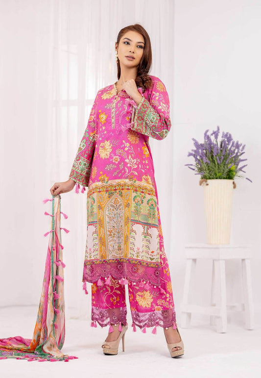 Lamhey Unstitched Lawn 3pcs - Nilima