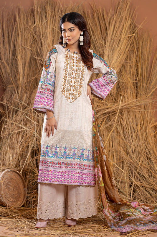 Rangpasand Heavy EMB Sequins Work Neck Unstitched Lawn 3pcs