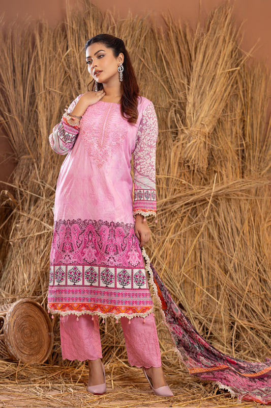 Rangpasand Heavy EMB Sequins Work Neck Unstitched Lawn 3pcs