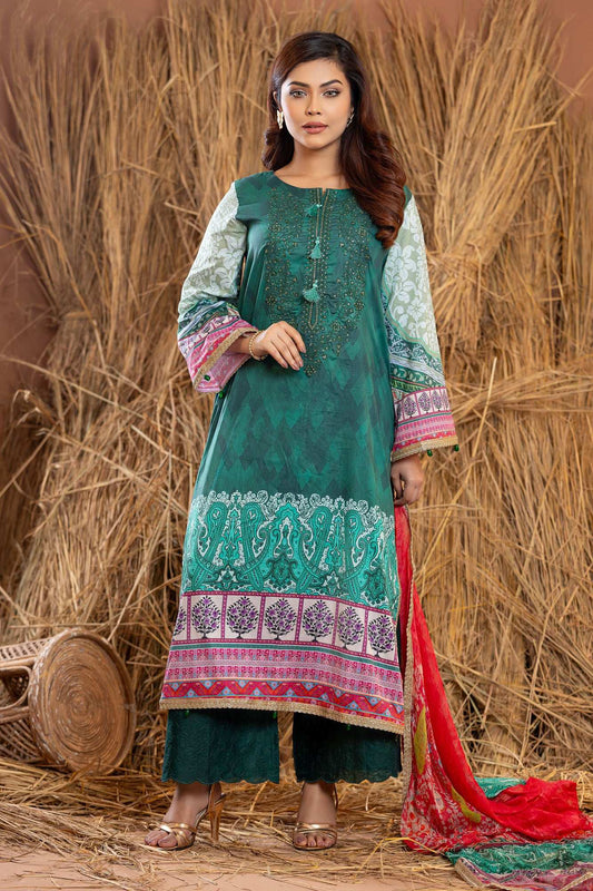 Rangpasand Heavy EMB Sequins Work Neck Unstitched Lawn 3pcs