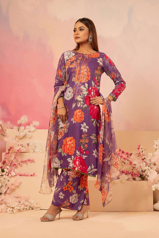 Naira Digital Print Luxury Embroidered Sequince Work Unstitched 3pcs